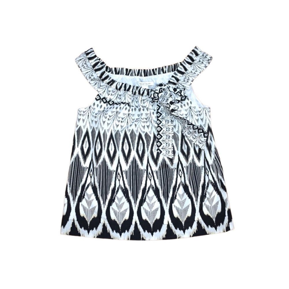 WHITE HOUSE BLACK MARKET Silk Blend Ruffled Top
